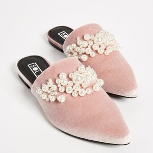 Sol Sana Pink Pearl Embellished Mules